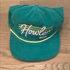 Howler Brothers Teal Corduroy Hat with Yellow and Pink Embroidery